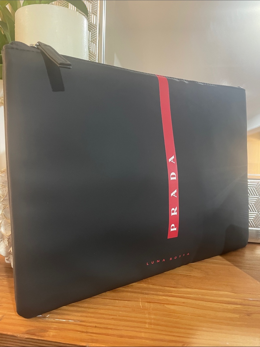 ๐ Prada Black Toiletry Pouch with Red Center Stripe - Picture 2 of 11